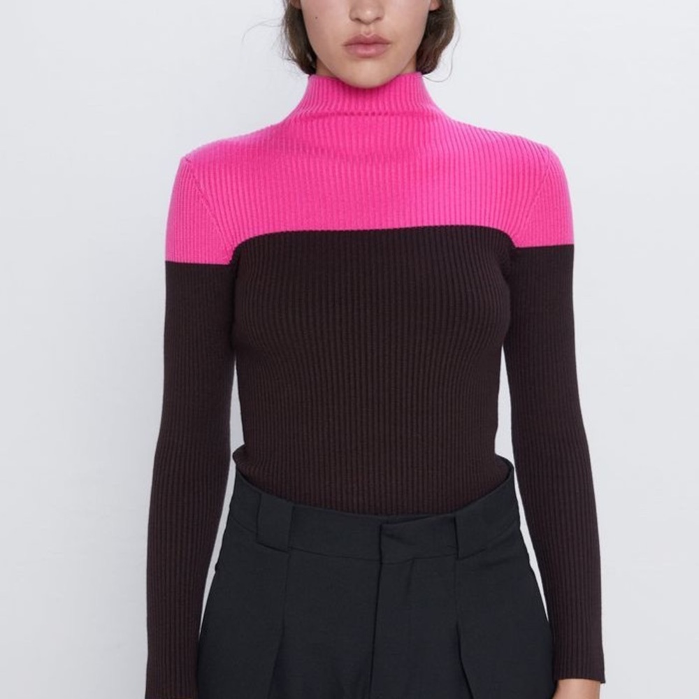 Fitted color block sweater from Zara.